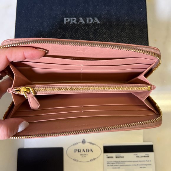 Prada Madras Woven Wallet Talco + Rose - Picture 6 of 7